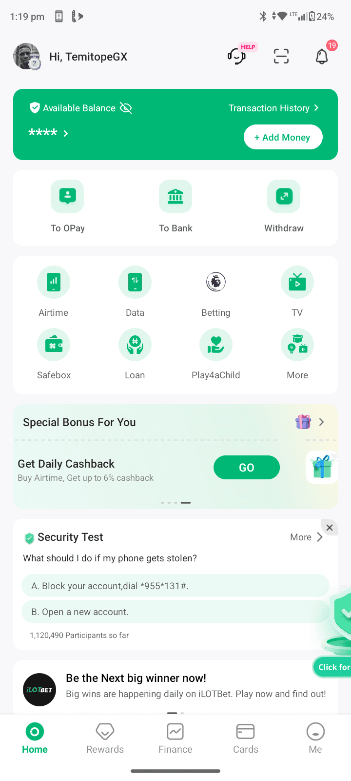OPay App Interface